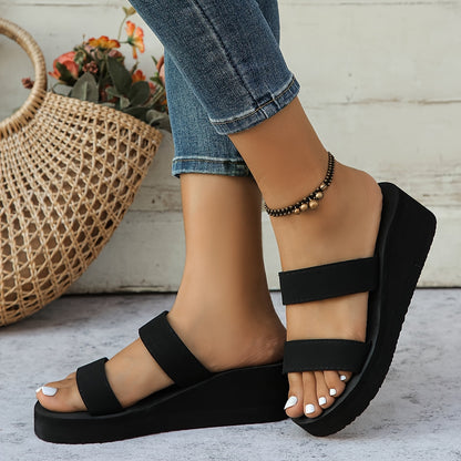 Schwarze Sandalen mit Keilabsatz - Laura