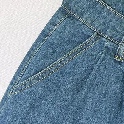 Hochgeschnittene, weite jeans mit lockerem bein – damen
