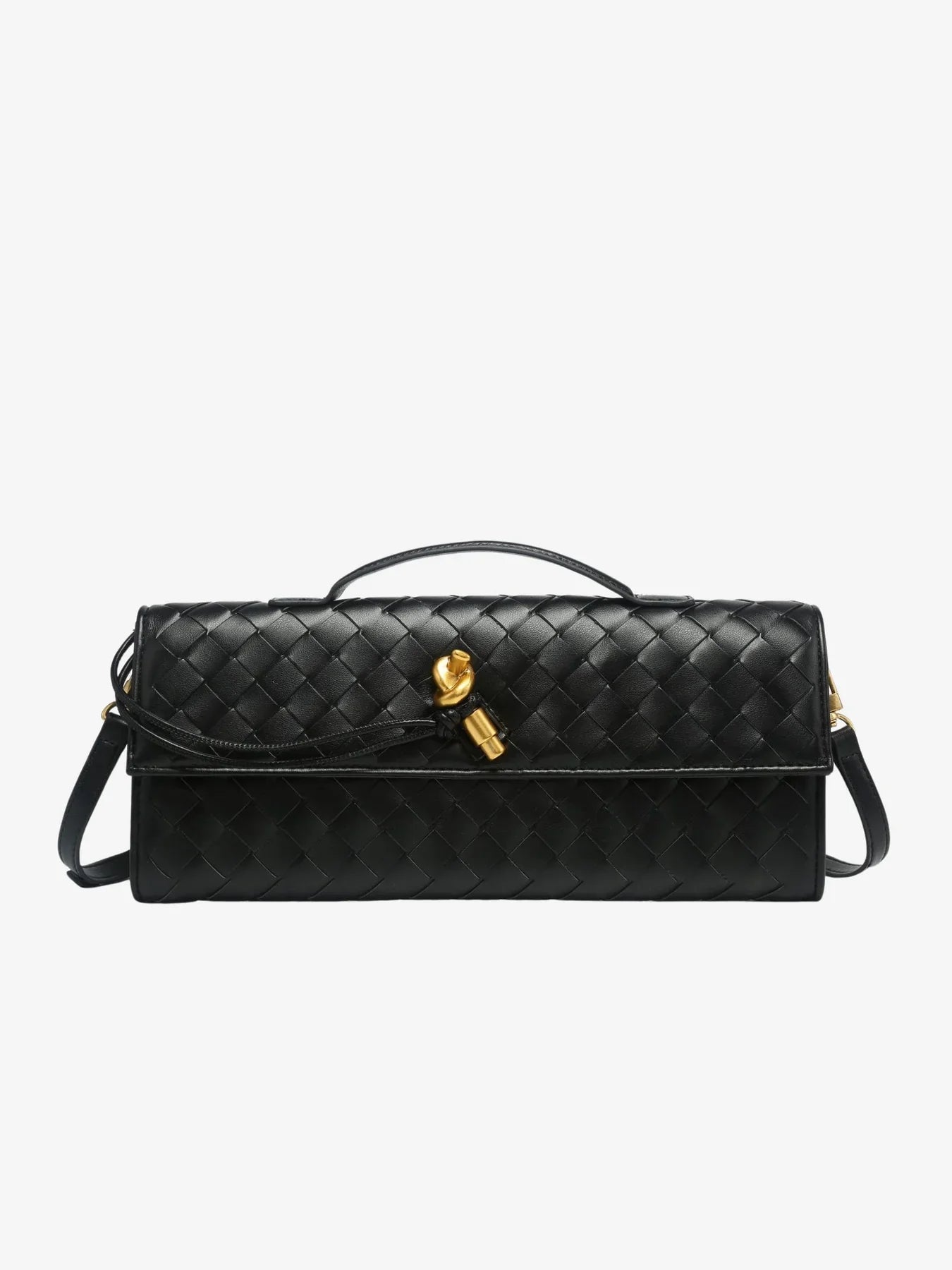 Schwarze Clutch mit Goldverschluss - Elina