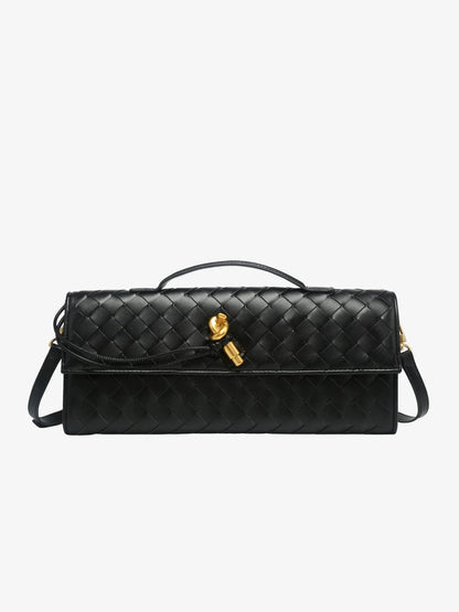 Schwarze Clutch mit Goldverschluss - Elina