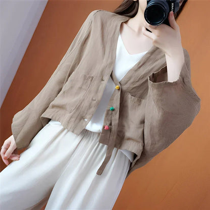 Shelia lockerer, kurzer cardigan mit taschen – damen