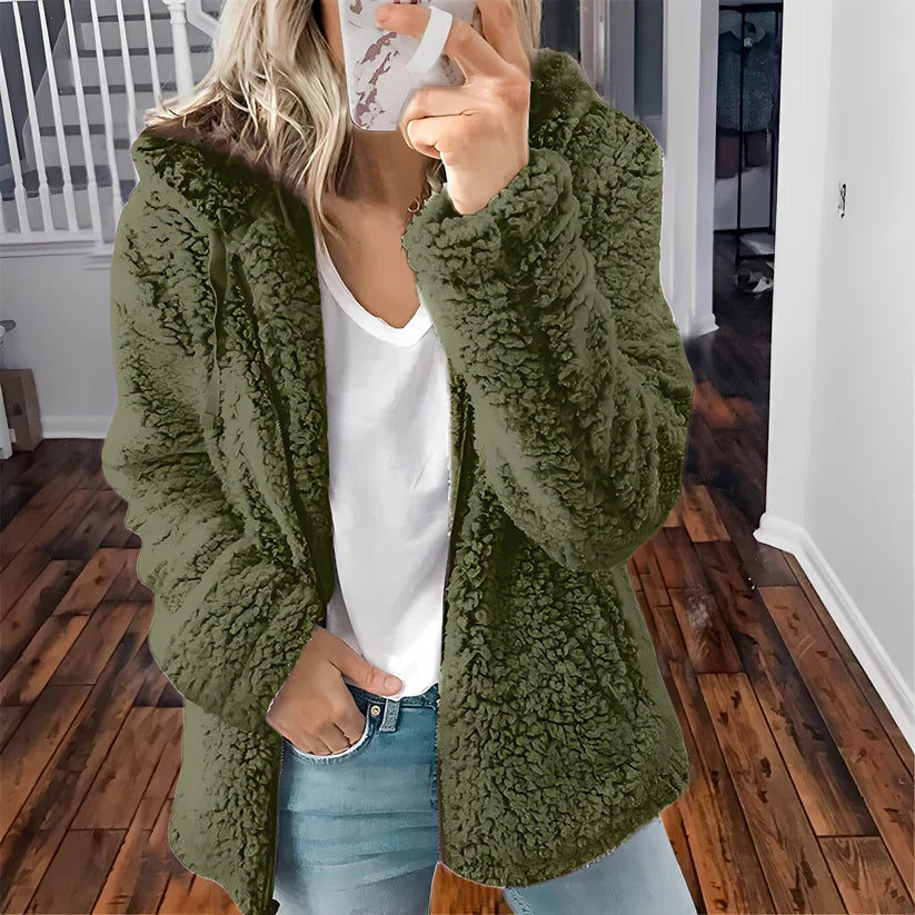 Dicke wolljacke berenice mit kapuze – damen