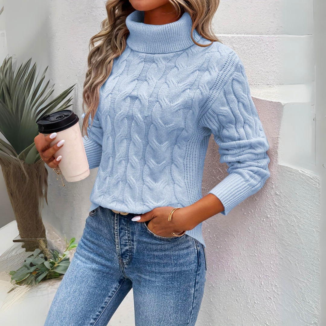 Rollkragenpullover Blau - Alina