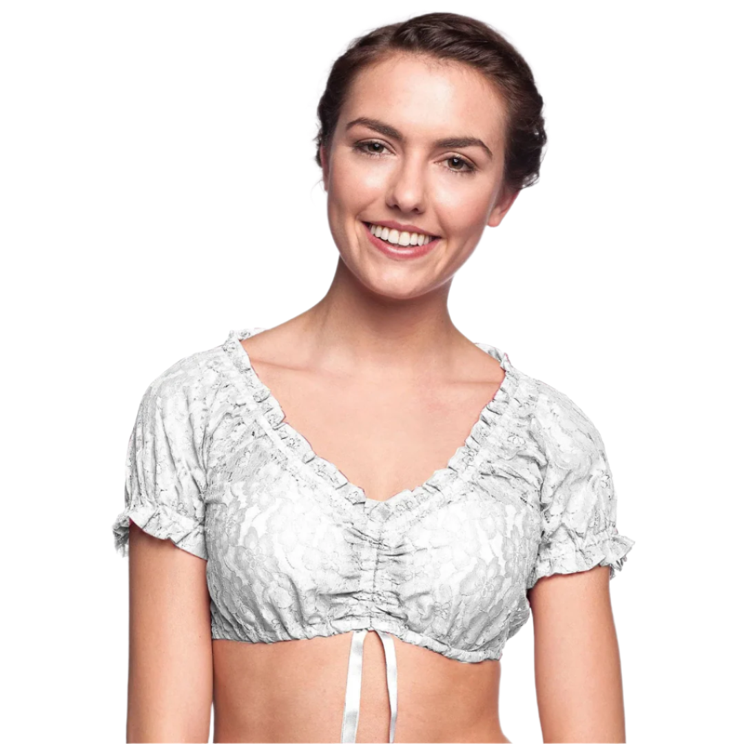 Jenesis | dirndl bluse mit rüschenkragen und zierschnürung für frauen