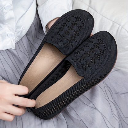 Schwarze Damen Strick Flats