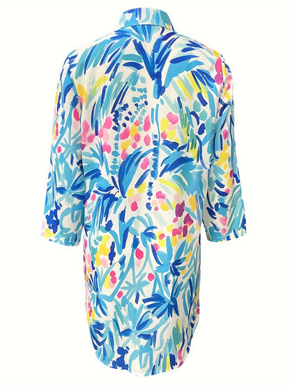 Buntes Kurzarm-Hemdkleid - Marlene