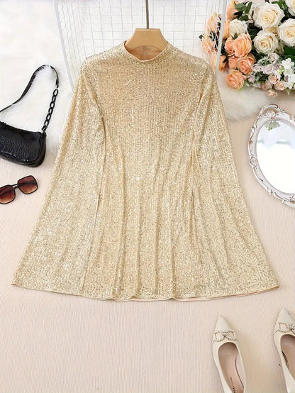 Elegantes schickes kontrast-pailletten-minikleid