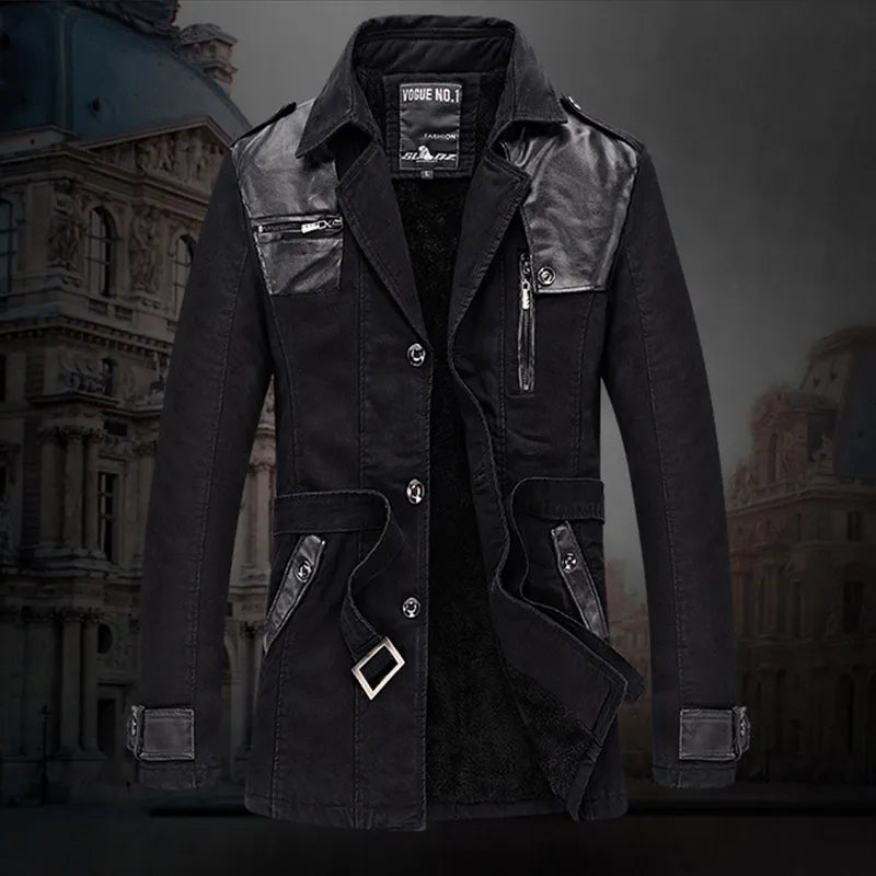 Herren Elegance Isolierter Langer Trenchcoat mit Taillengürtel