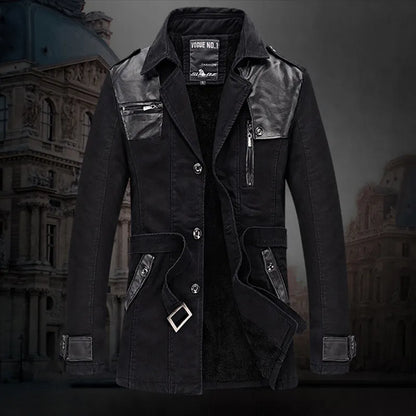 Herren Elegance Isolierter Langer Trenchcoat mit Taillengürtel