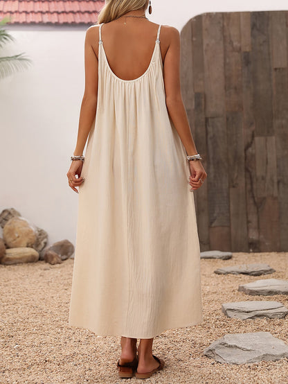 Beiges maxikleid mit spaghettiträgern - Sophie