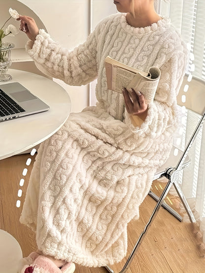 Gemütliches Jacquard-Nachthemd - Einfarbig und Kuschelig