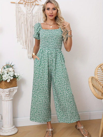 Blauer Blumenjumpsuit - Lina