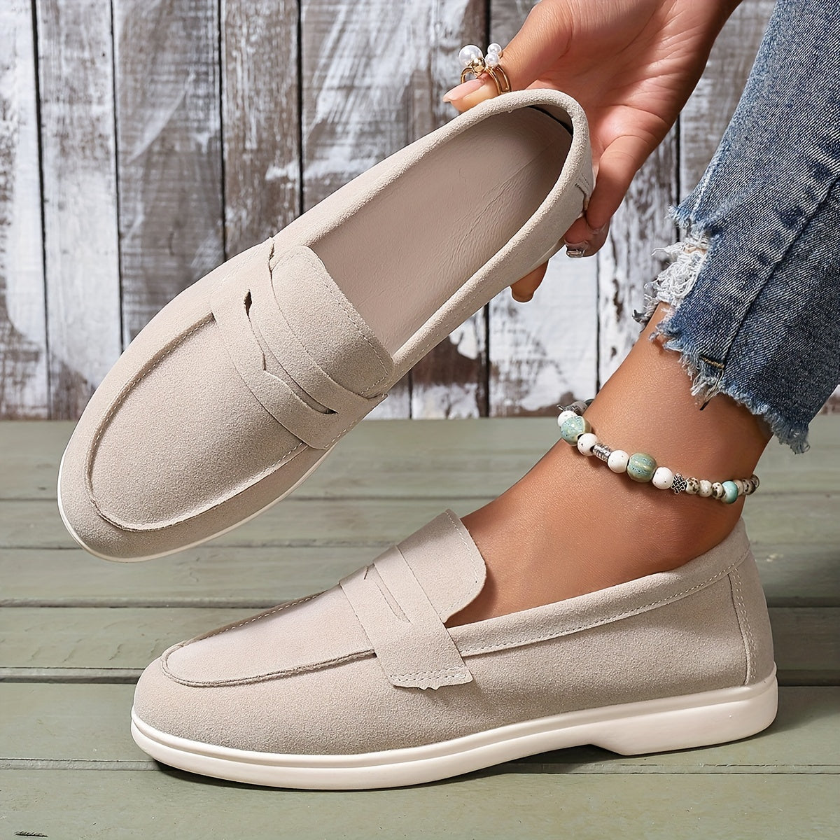 Beige Komfort Loafers - Elegante Lena