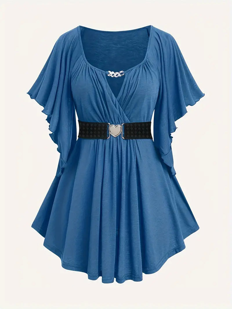 Herz-Akzent Ruched Plus Size Top - Emma