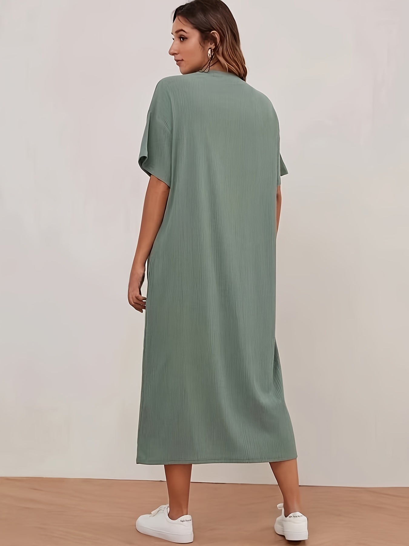 Grünes Freizeitkleid Kurzarm - Lina