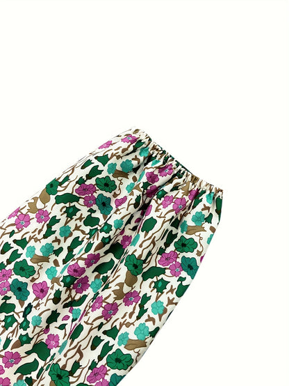 Grünes Blumenkleid mit Knopfleiste und Gürtel - Lena