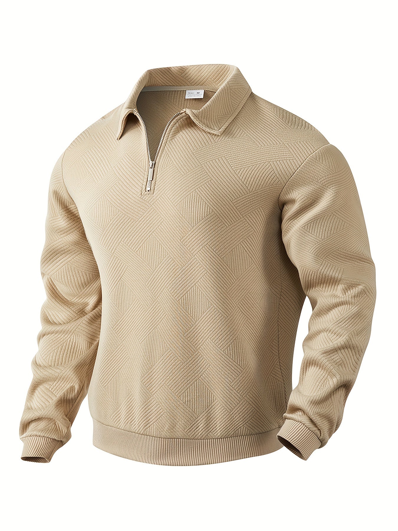 Vintage Herren-Zip-Pullover mit Muster Khaki – Jonas