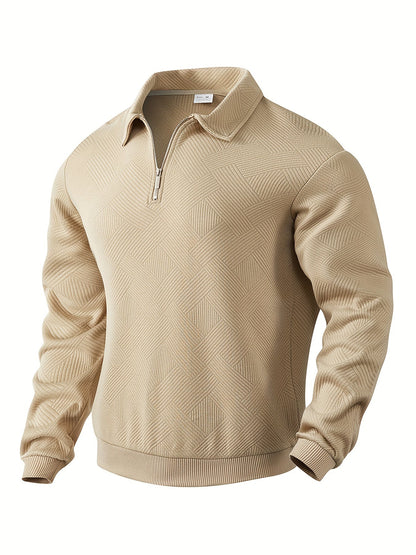 Vintage Herren-Zip-Pullover mit Muster Khaki – Jonas