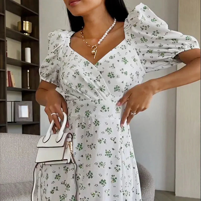 Isabella - Weißes Maxikleid mit Blumenprint