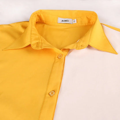 Lara - Blau-Weißes Colorblock Midikleid