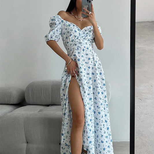 Isabella - Weißes Maxikleid mit Blumenprint