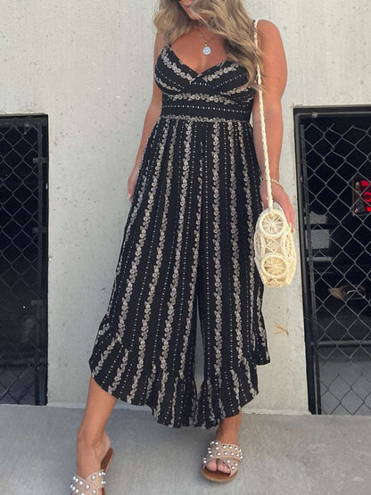 Eleganter Schwarzer Blumen-Jumpsuit