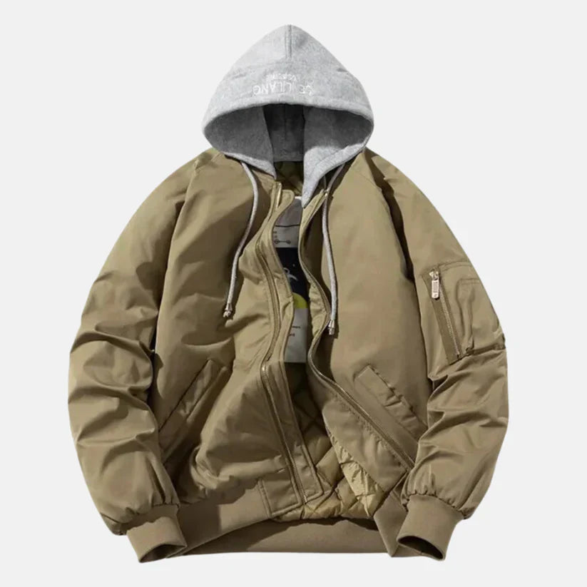 Erik – gefütterte bomberjacke mit kapuze und ärmeltasche