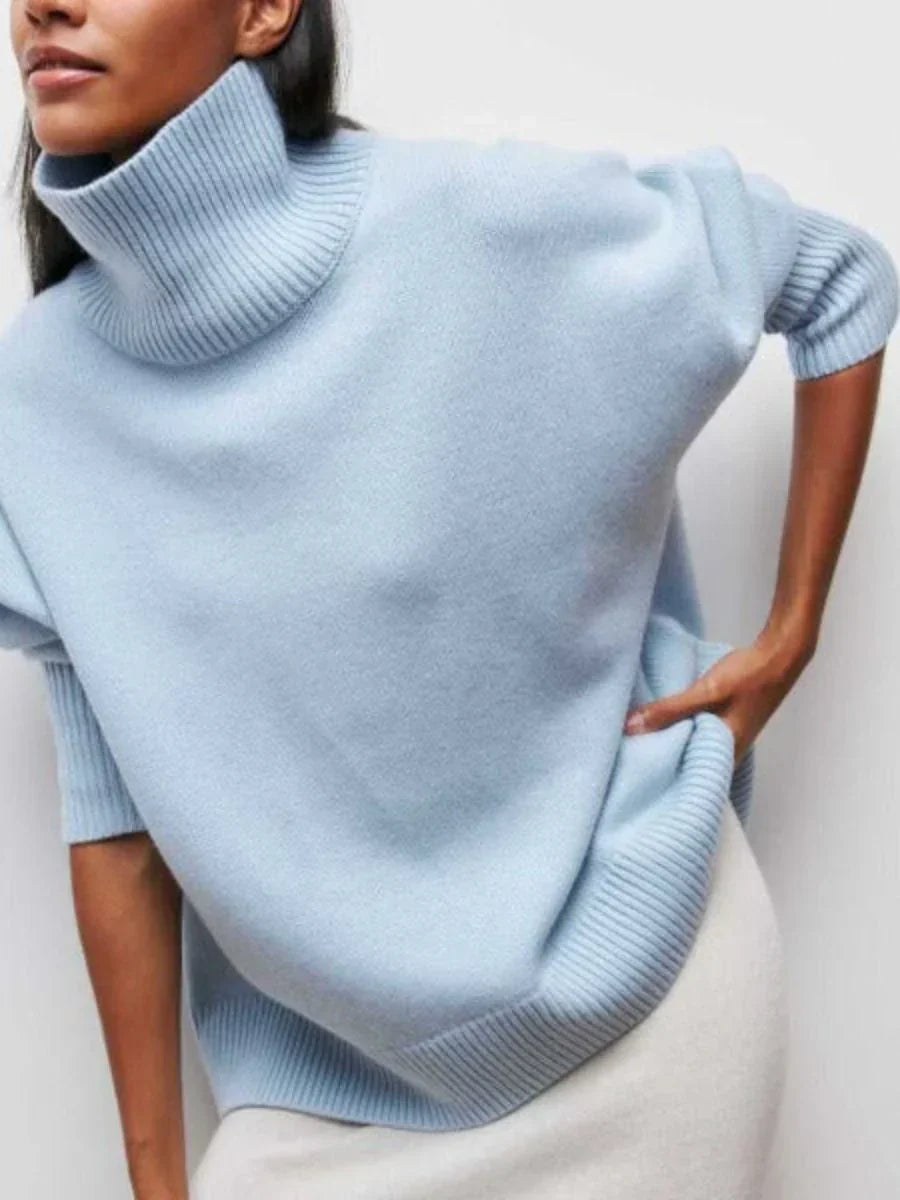 Oversized strickpullover mit stehkragen – damen