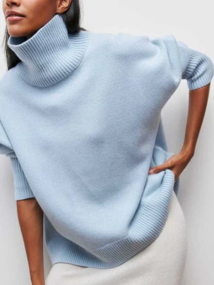 Oversized strickpullover mit stehkragen – damen