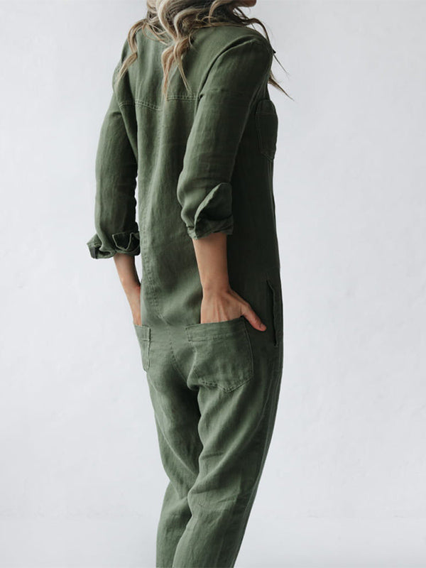 Charlotte - Olivgrüner Utility-Jumpsuit
