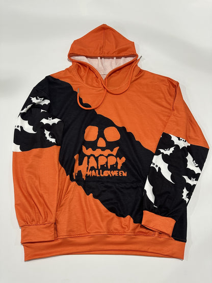Halloween Pumpkin Print Hoodie - Lässiges Langarm-Hoodie