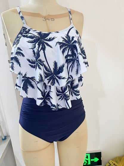 Palmenprint Badeanzug Eleganz - Amelie