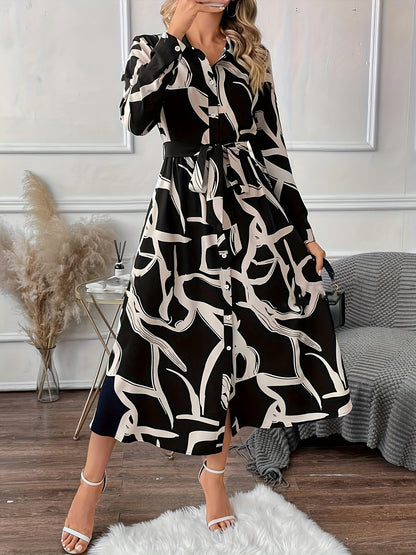 Schwarz-Weißes Hemdblusenkleid - Carla