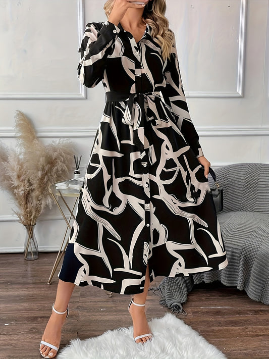 Schwarz-Weißes Hemdblusenkleid - Carla