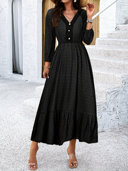 Grünes Punktekleid mit Knöpfen - Clara