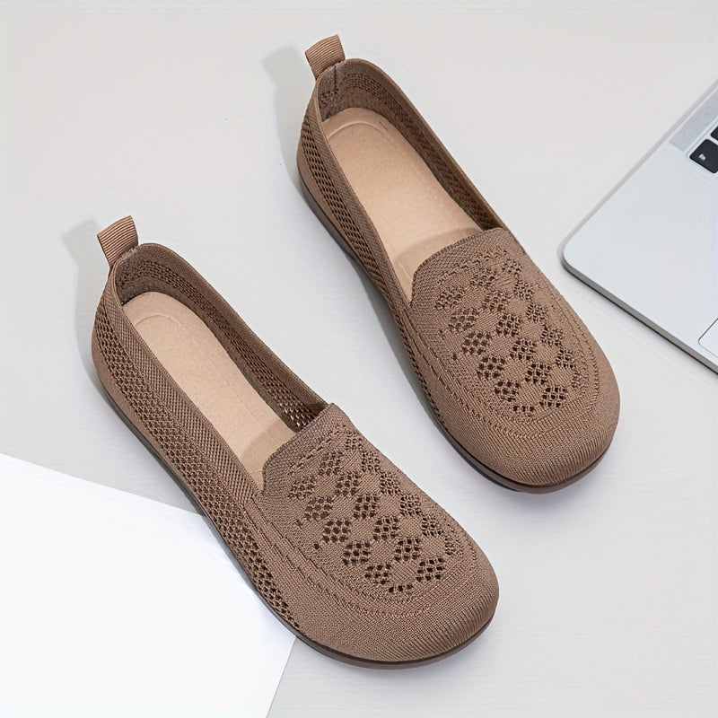 Schwarze Damen Strick Flats