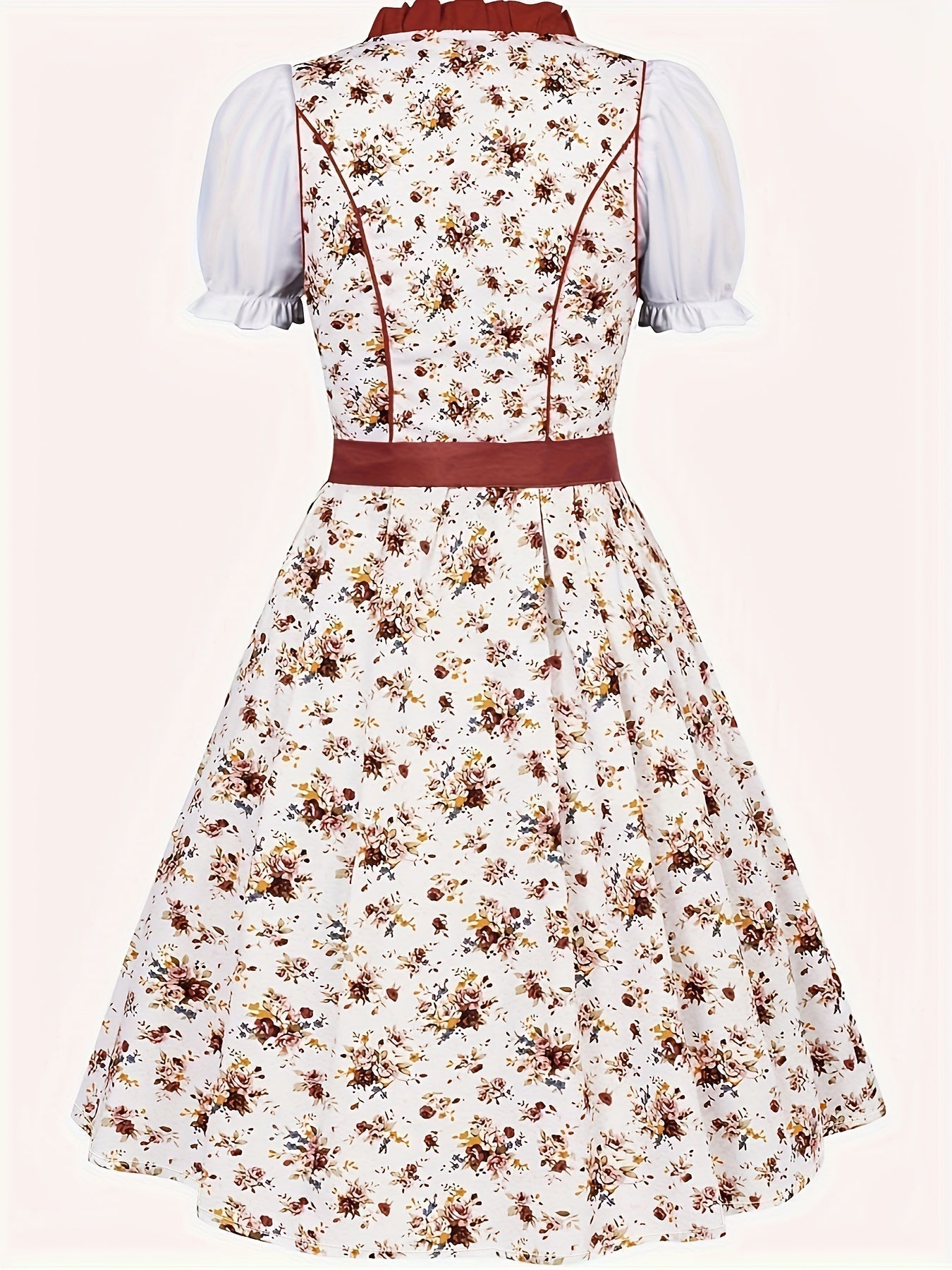 Elora | dirndl kleid mit blumenprint und taftschürze für frauen
