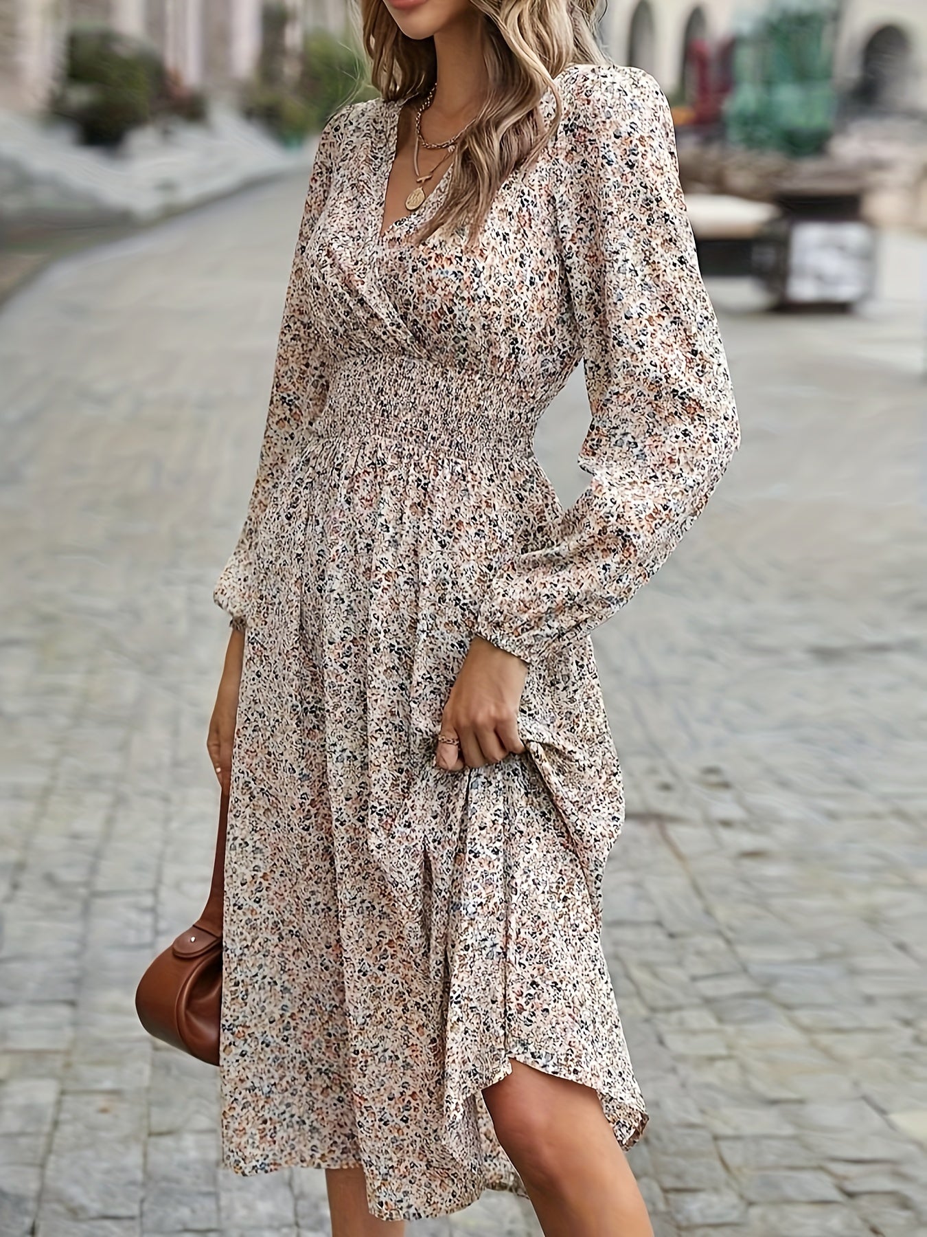 Blumenkleid Beige - Isabella