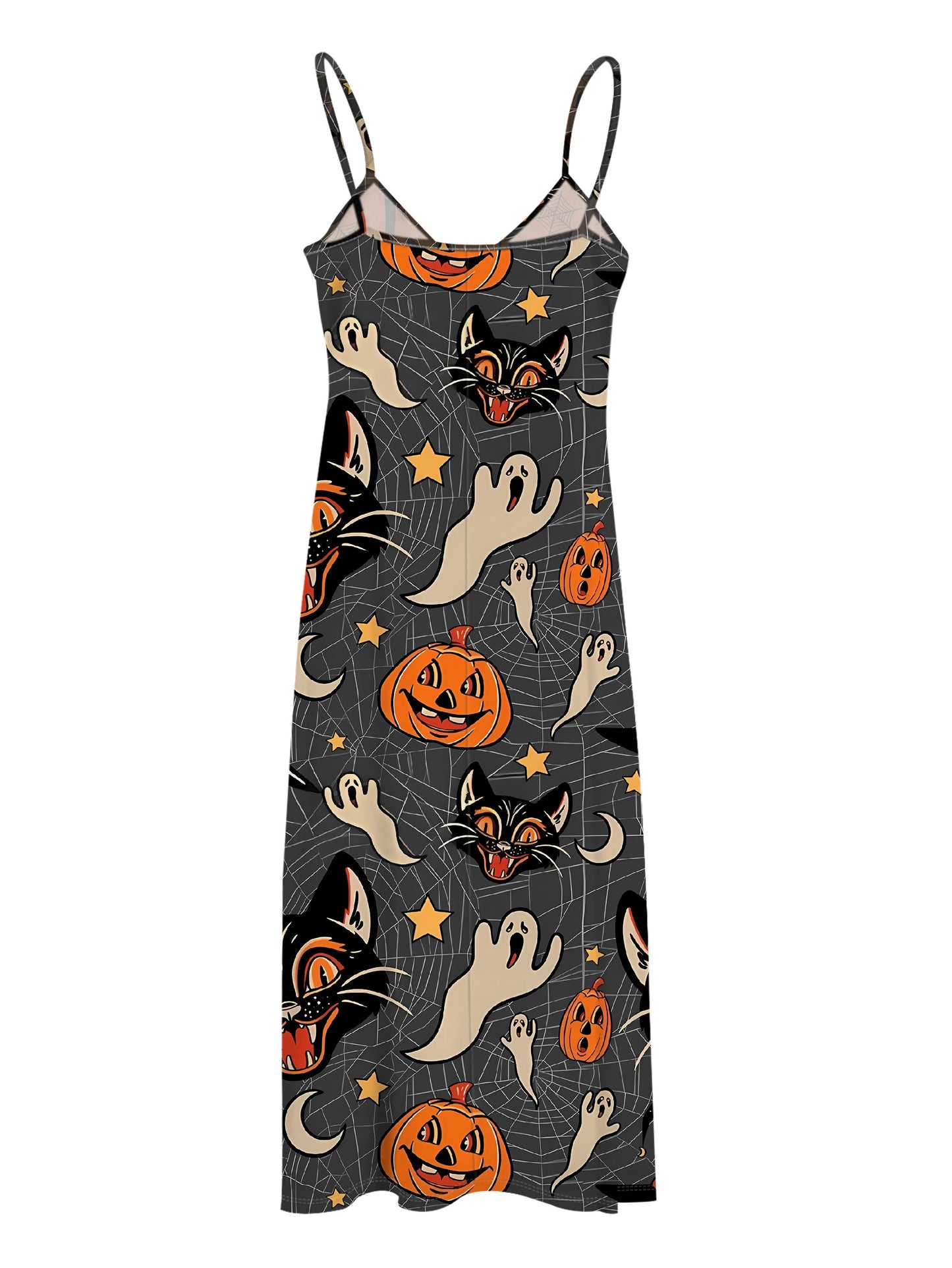 Halloween Print Spaghettiträger Kleid - Lässiges und Verspieltes Cami-Kleid für Frauen