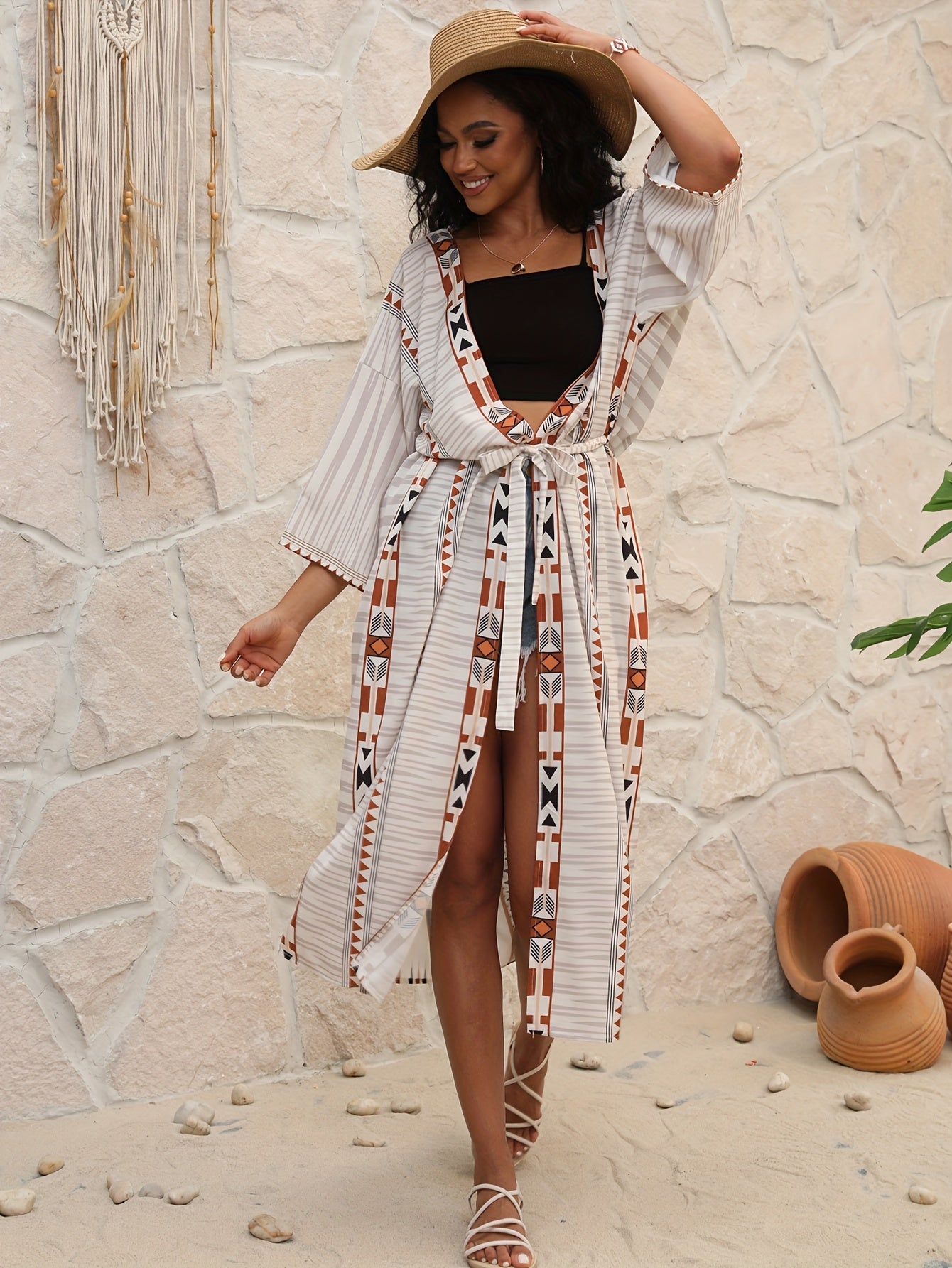 Weißes Boho-Kimono - Leila