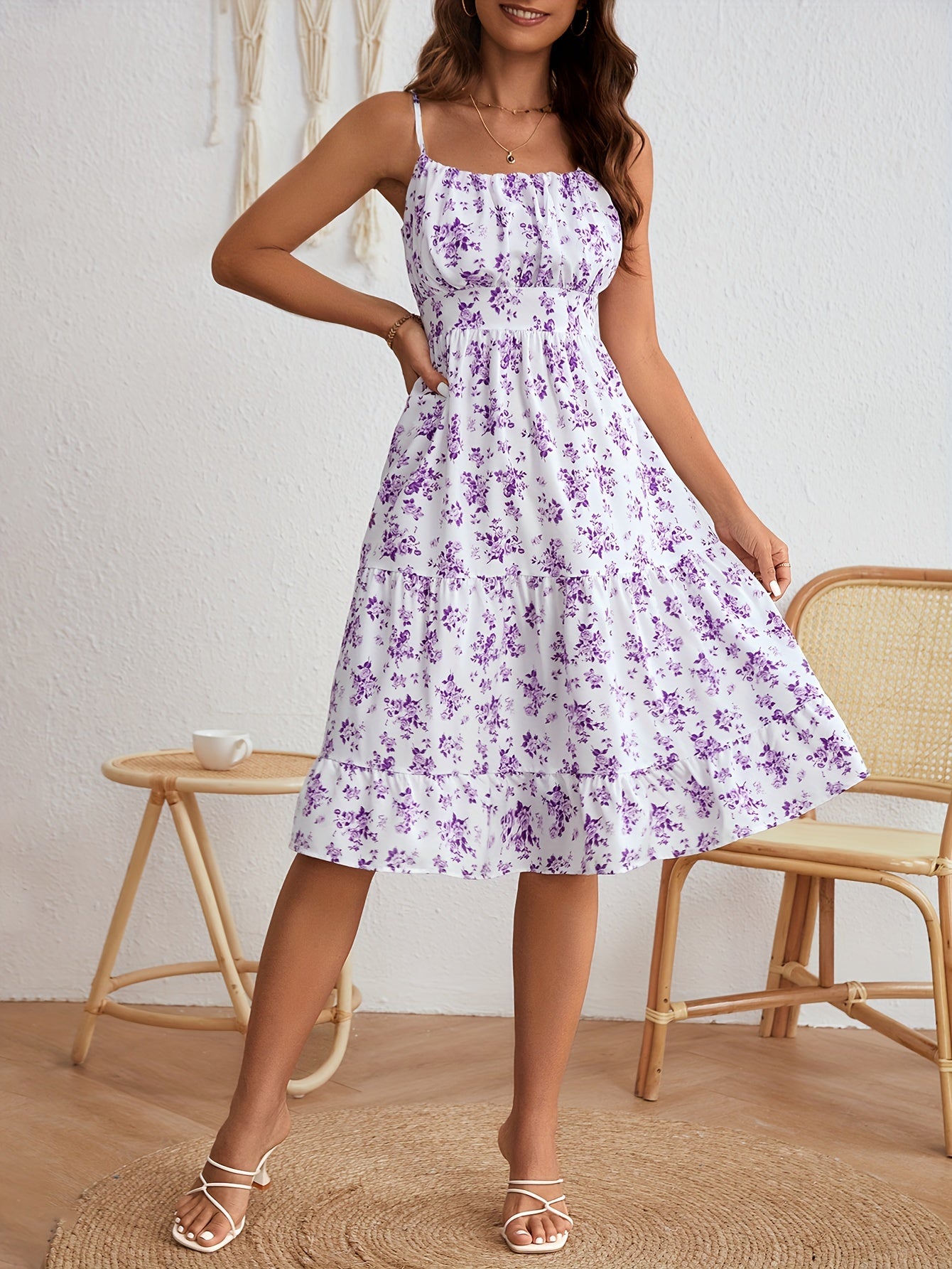 Kleid in Blau-Weiß - Elena, Blumendruck, Sommerkleid