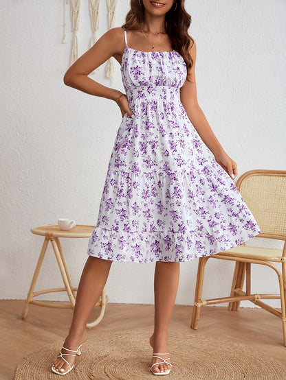 Kleid in Blau-Weiß - Elena, Blumendruck, Sommerkleid