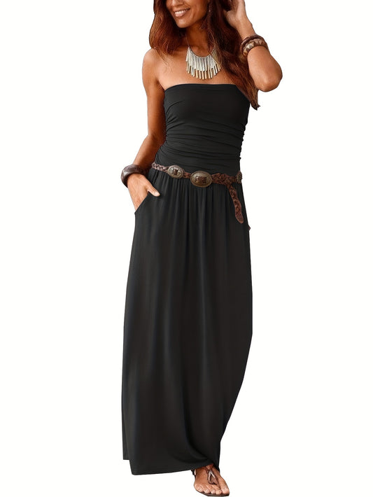 Schwarzes Maxikleid mit Bandeau - Lara