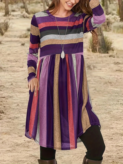 Blaues Streifen-Tunika-Kleid - Anna