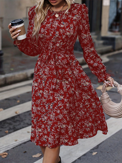 Schwarzes Blumenkleid mit langen Ärmeln - Ella