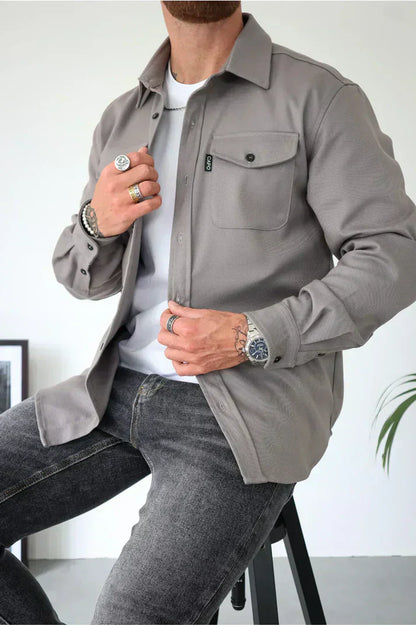 Martin – baumwoll overshirt mit knopfleiste