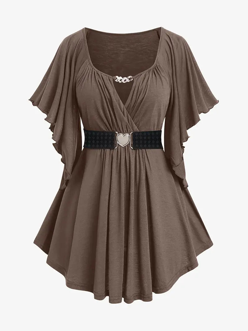 Herz-Akzent Ruched Plus Size Top - Emma