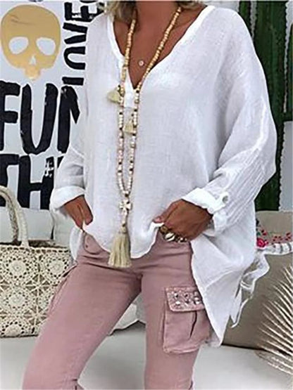 Hellblaue Baumwollbluse mit Knopfdetails - Nina