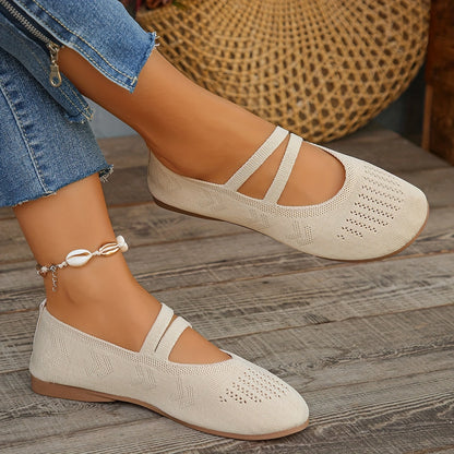 Schwarze Damen Strick Flats