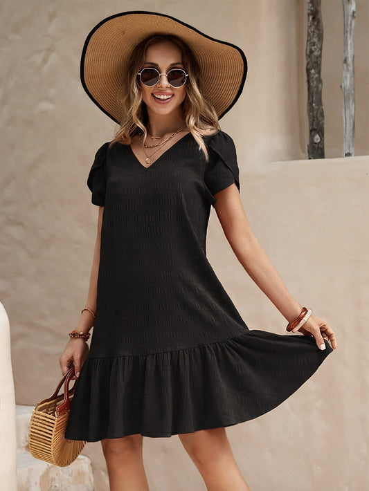 Schwarzes Kleid mit Rüschen - Anna